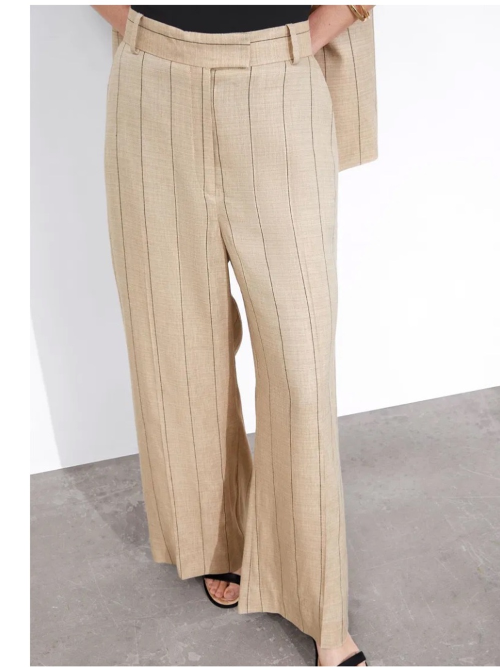 NWT & Other Stories Wide Linen Blend Trousers in Beige, Size 14